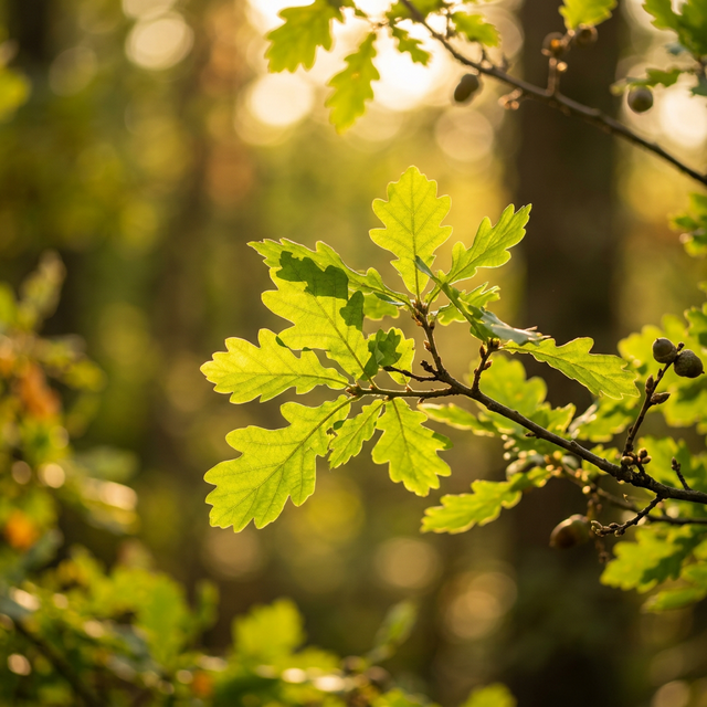 Warm sunlight through leaves